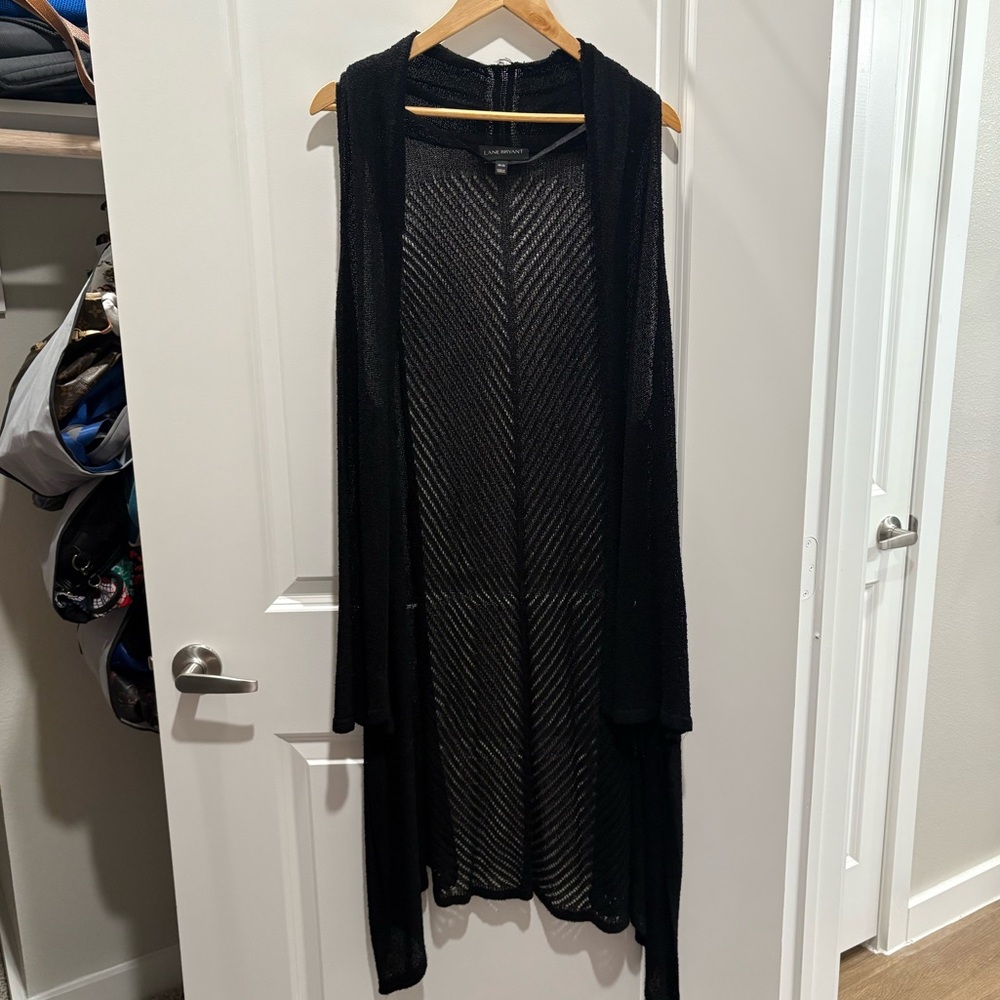 Lane Bryant Black Knit Sleeveless High Low Vest